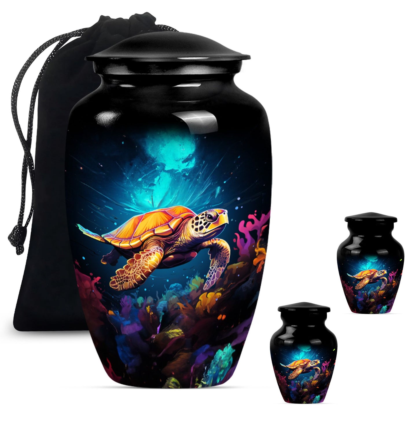 TURTLE urn, large classic aluminium cremation urn.