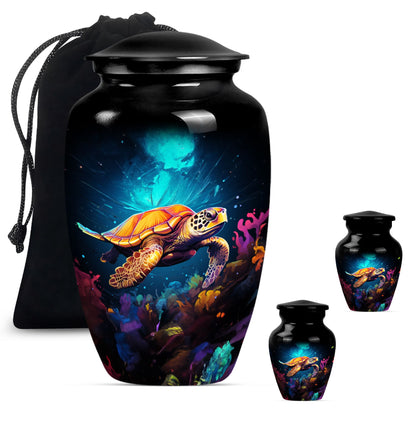 TURTLE urn, large classic aluminium cremation urn.