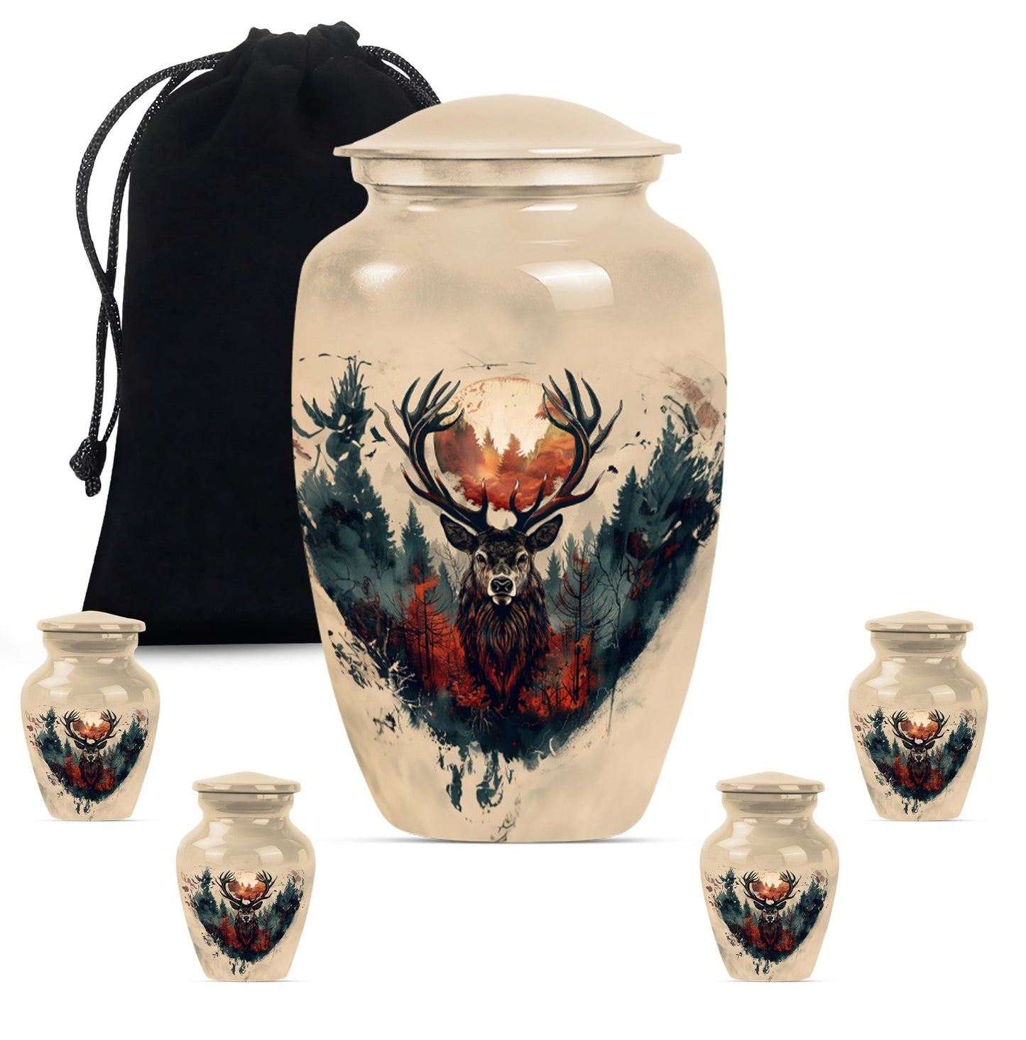 funeral urn with wolf howling theme