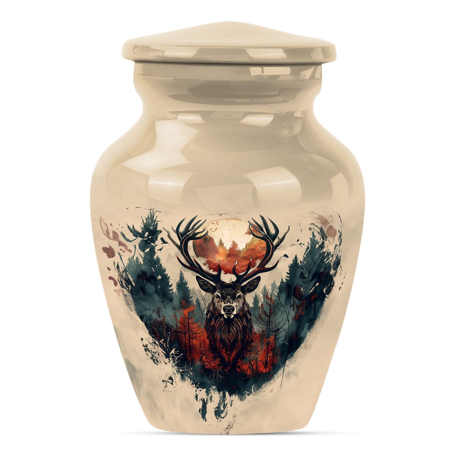 funeral urn with wolf howling theme