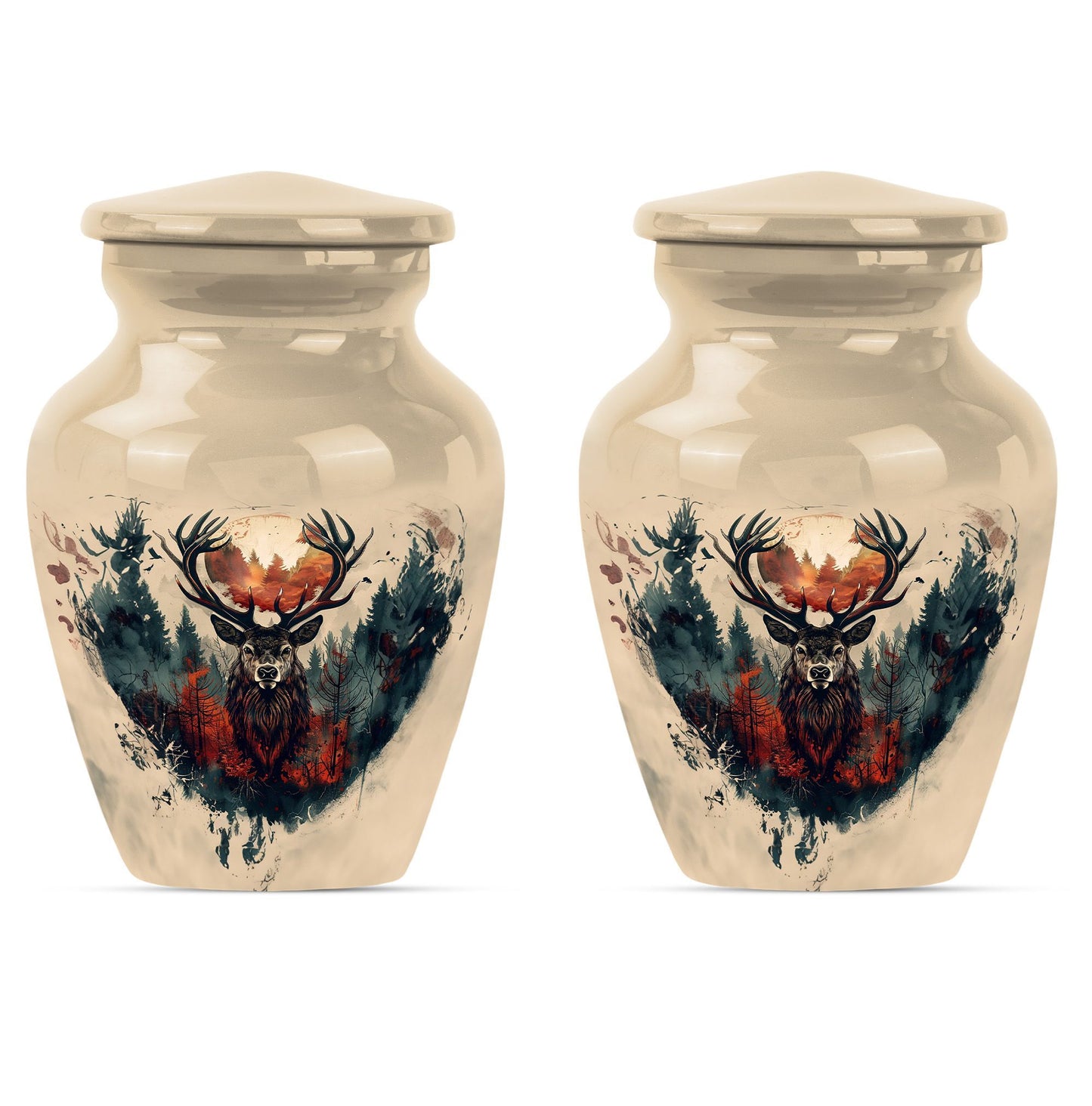 funeral urn with wolf howling theme