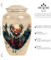 funeral urn with wolf howling theme