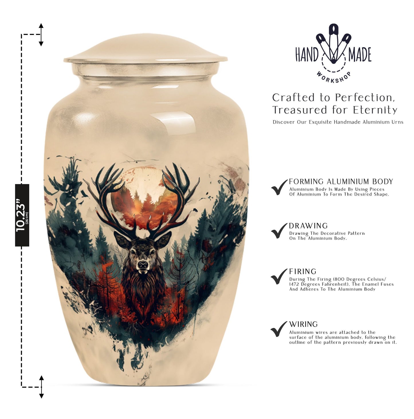 funeral urn with wolf howling theme