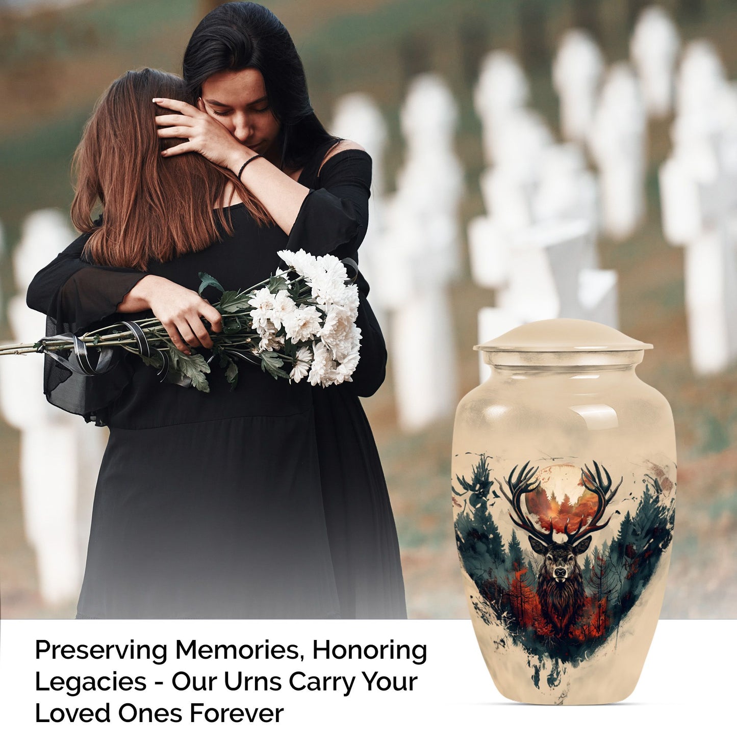 funeral urn with wolf howling theme