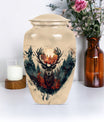 funeral urn with wolf howling theme