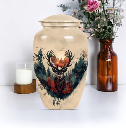 funeral urn with wolf howling theme