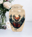 funeral urn with wolf howling theme