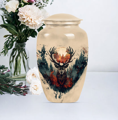 funeral urn with wolf howling theme