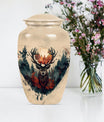 funeral urn with wolf howling theme