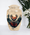 funeral urn with wolf howling theme
