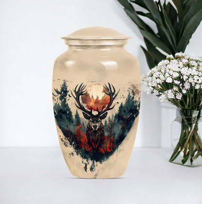 funeral urn with wolf howling theme