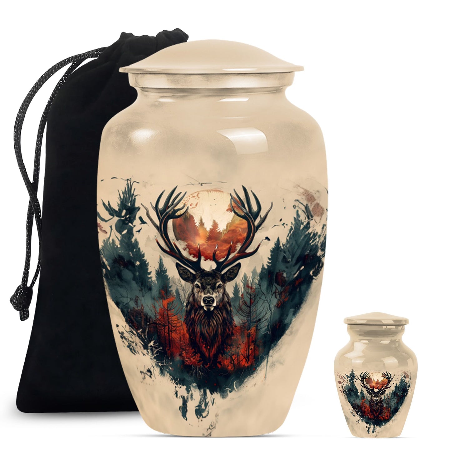 funeral urn with wolf howling theme