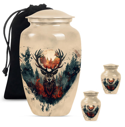 funeral urn with wolf howling theme