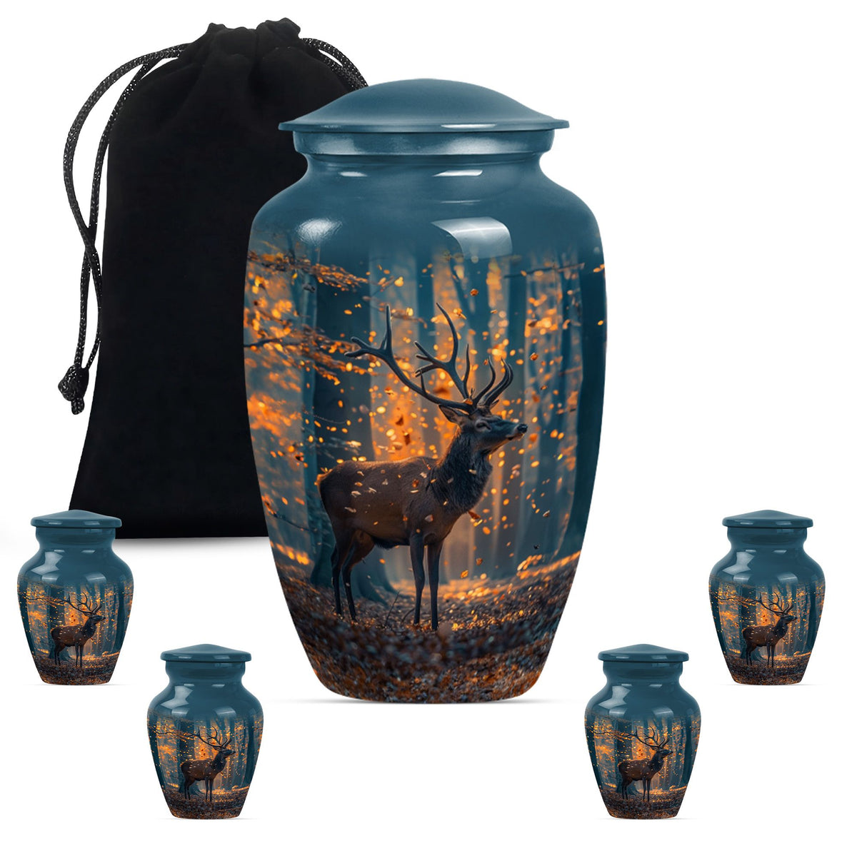  urn with howling wolf theme, 