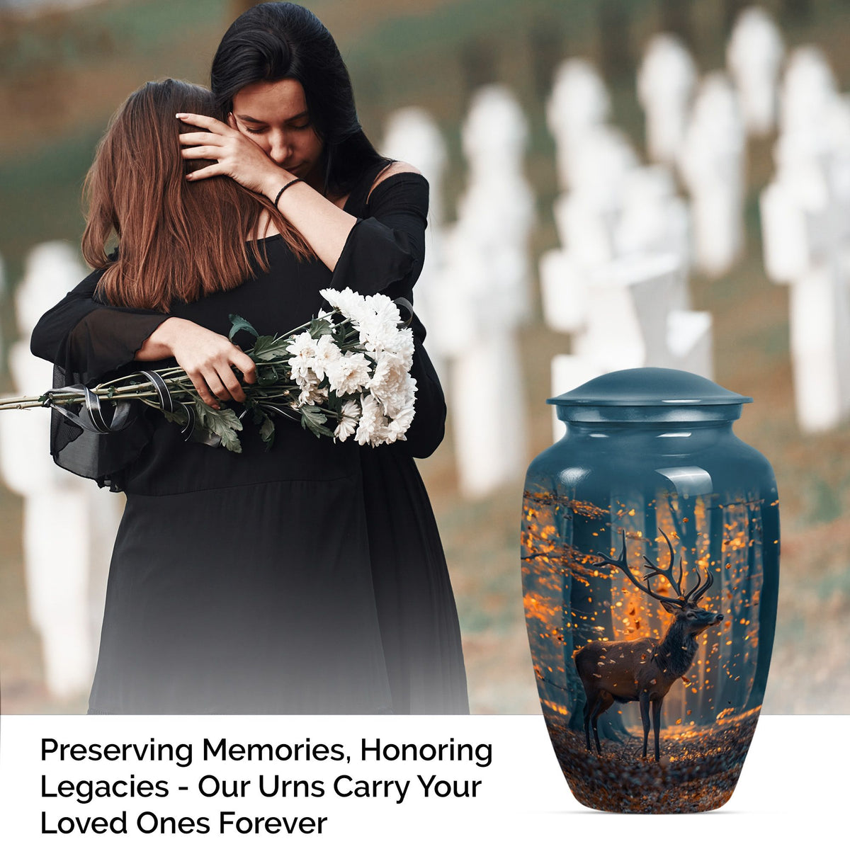  urn with howling wolf theme, 