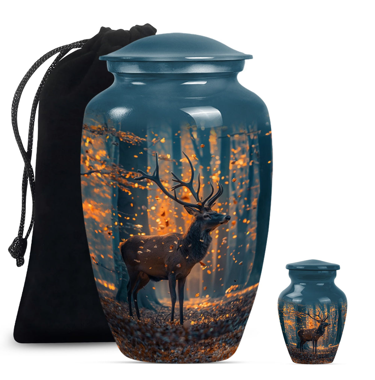  urn with howling wolf theme, 