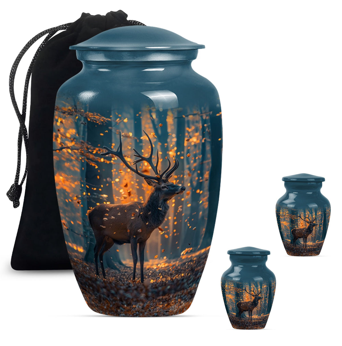  urn with howling wolf theme, 