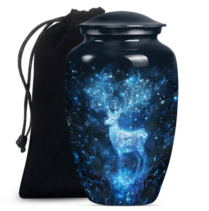 10-inch Classic Aluminium Urn with a Wolf Howling theme.