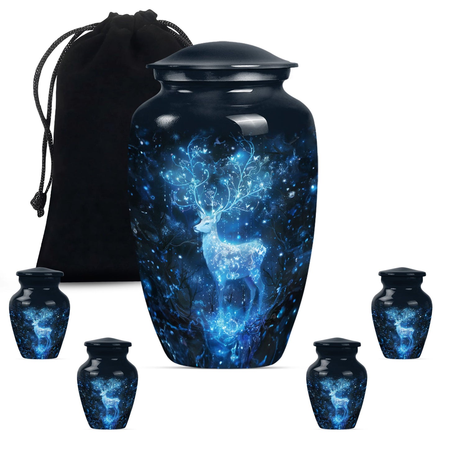 10-inch Classic Aluminium Urn with a Wolf Howling theme.
