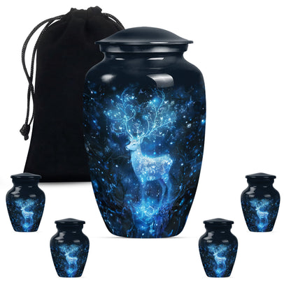 10-inch Classic Aluminium Urn with a Wolf Howling theme.