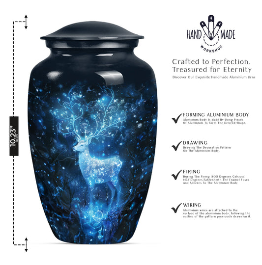 10-inch Classic Aluminium Urn with a Wolf Howling theme.