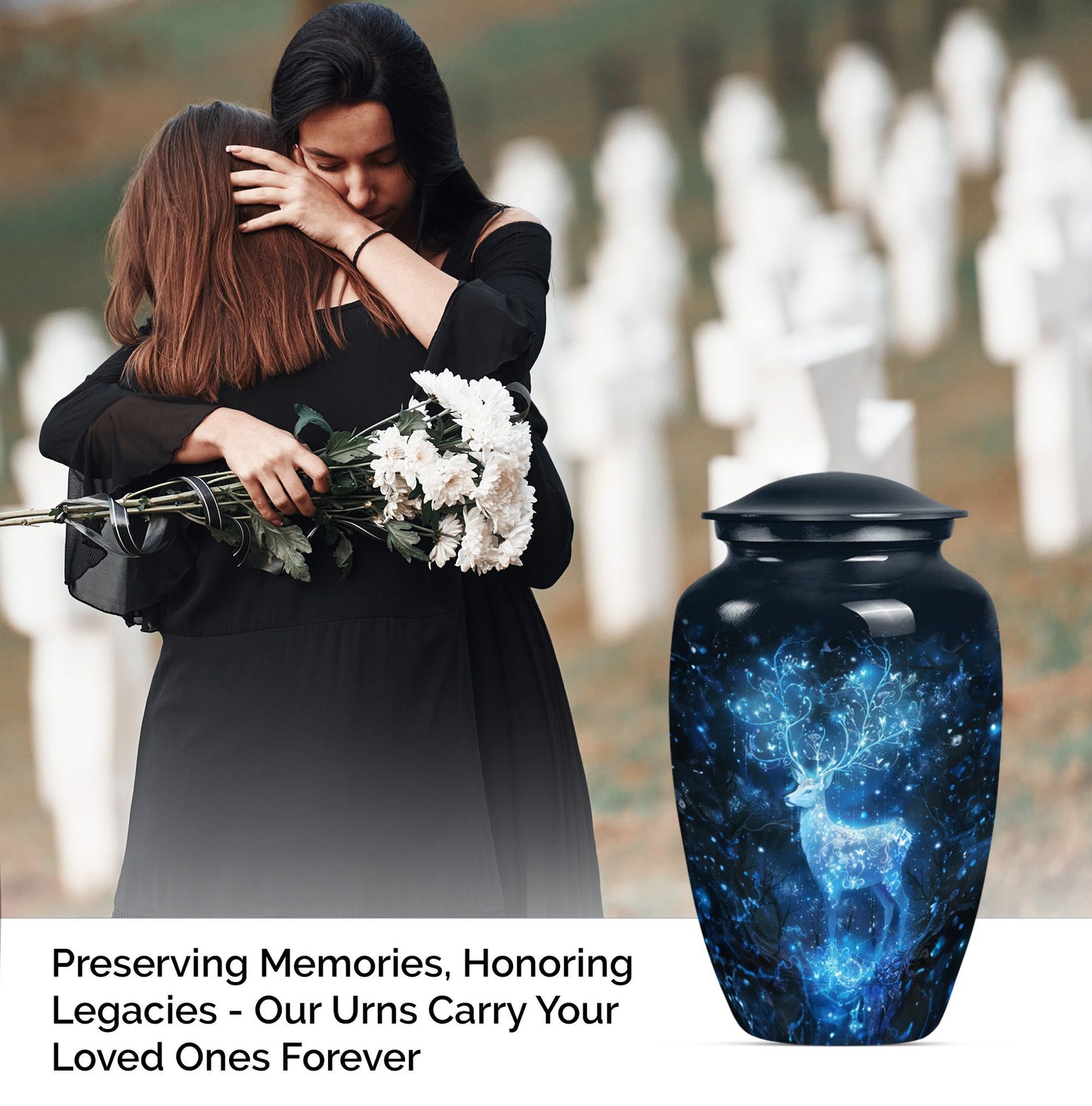 10-inch Classic Aluminium Urn with a Wolf Howling theme.
