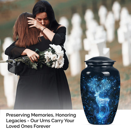 10-inch Classic Aluminium Urn with a Wolf Howling theme.