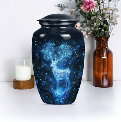 10-inch Classic Aluminium Urn with a Wolf Howling theme.
