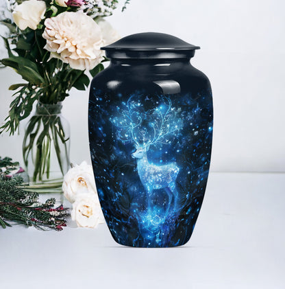 10-inch Classic Aluminium Urn with a Wolf Howling theme.