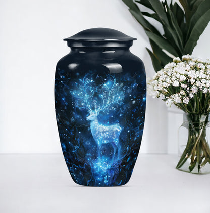 10-inch Classic Aluminium Urn with a Wolf Howling theme.