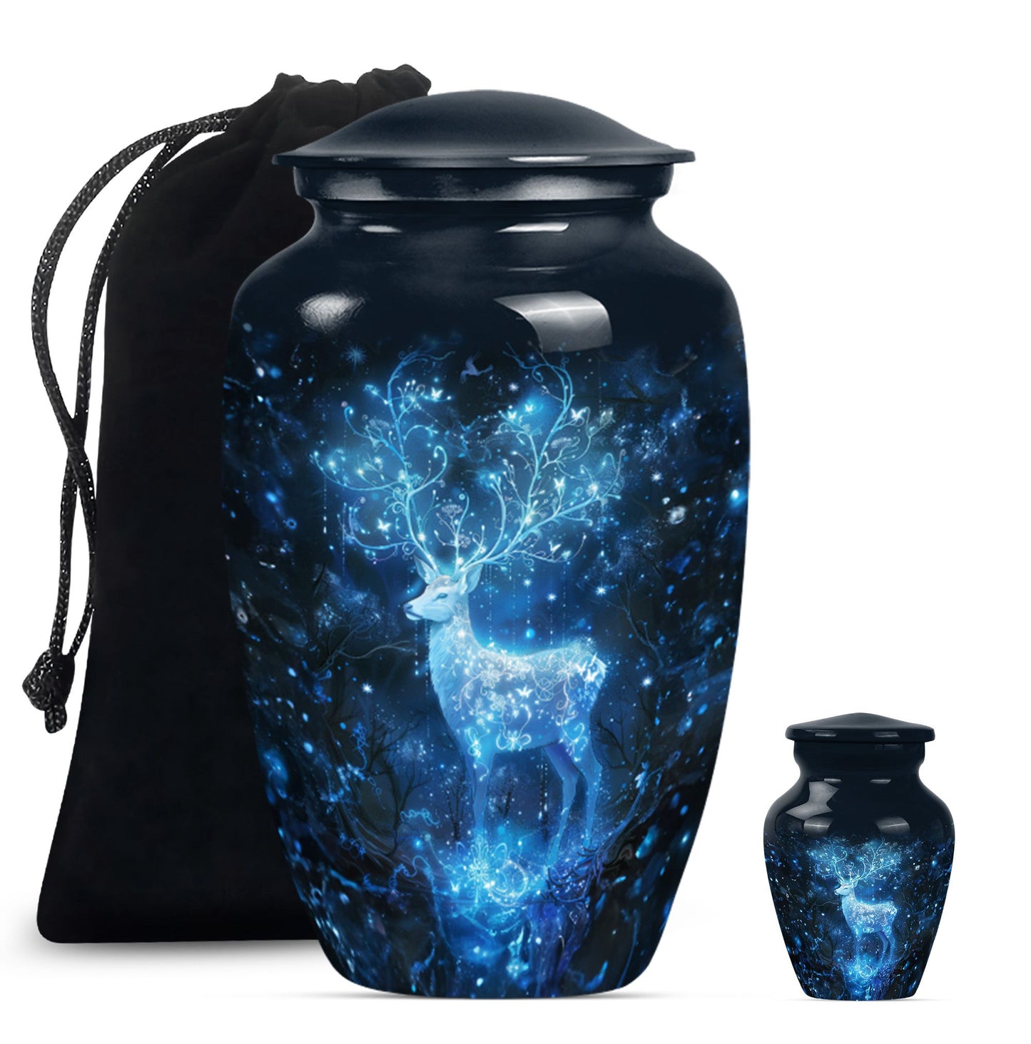 10-inch Classic Aluminium Urn with a Wolf Howling theme.