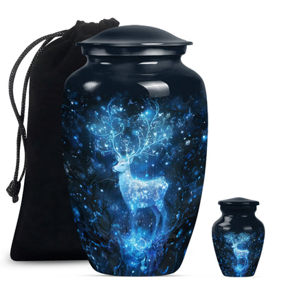 10-inch Classic Aluminium Urn with a Wolf Howling theme.
