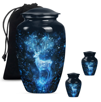 10-inch Classic Aluminium Urn with a Wolf Howling theme.