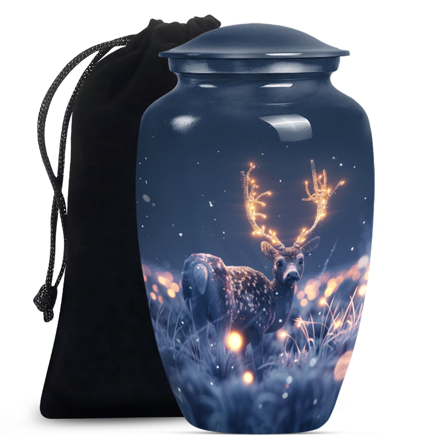 deer urn, aluminium burial cremation urn for ashes.