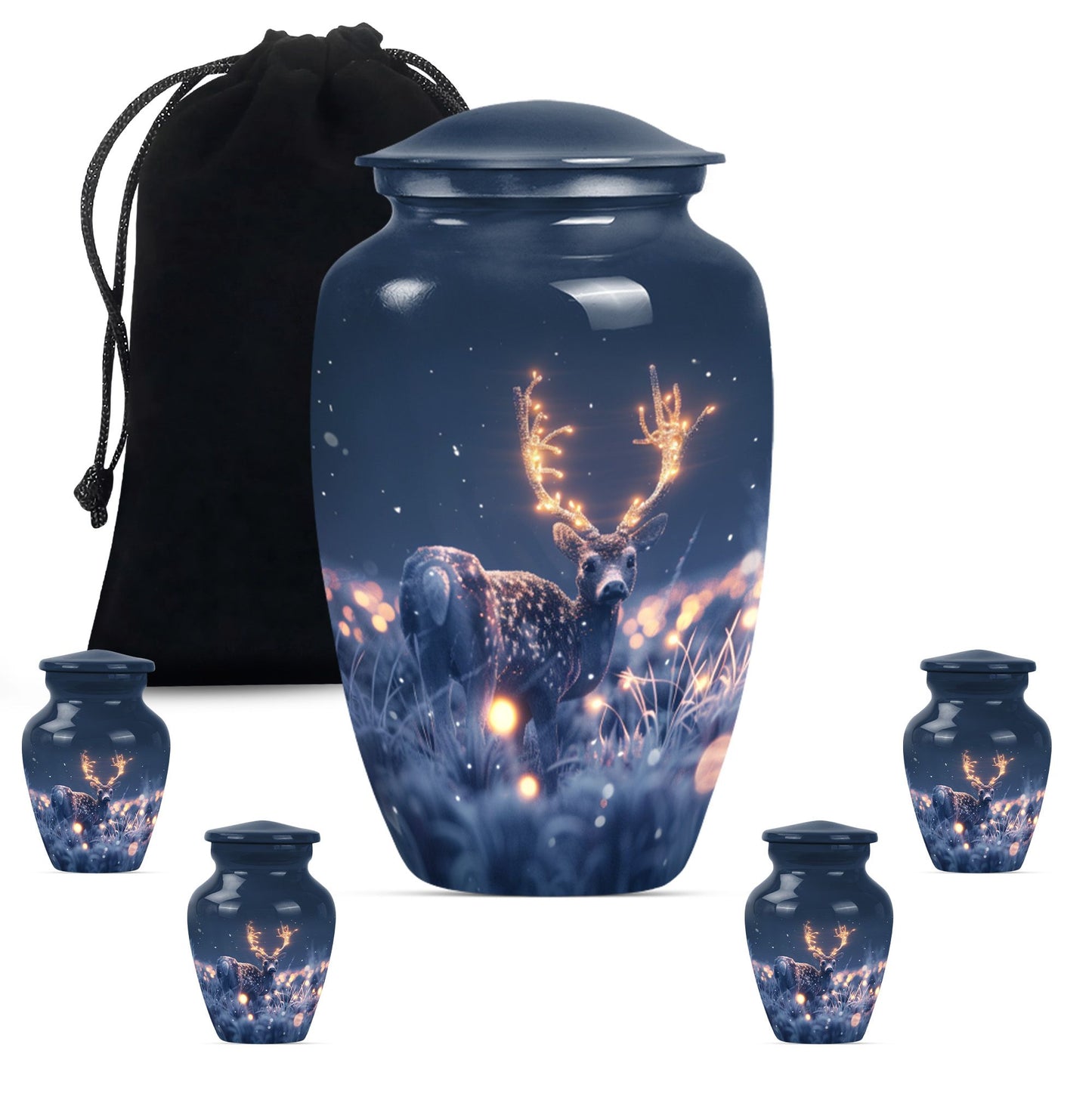 deer urn, aluminium burial cremation urn for ashes.
