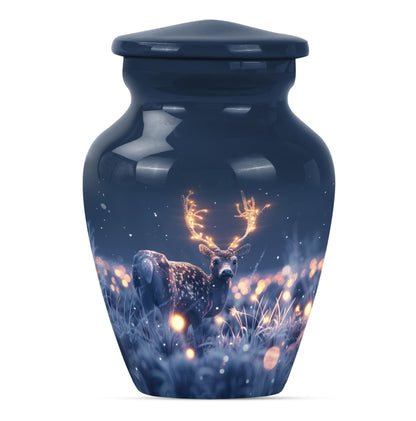 deer urn, aluminium burial cremation urn for ashes.