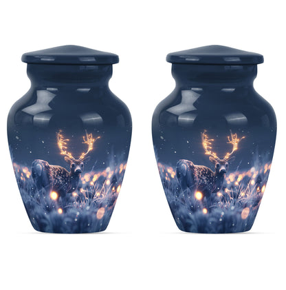 deer urn, aluminium burial cremation urn for ashes.