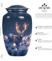 deer urn, aluminium burial cremation urn for ashes.