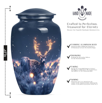 deer urn, aluminium burial cremation urn for ashes.