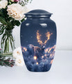 deer urn, aluminium burial cremation urn for ashes.