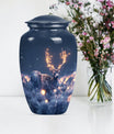 deer urn, aluminium burial cremation urn for ashes.