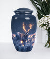 deer urn, aluminium burial cremation urn for ashes.
