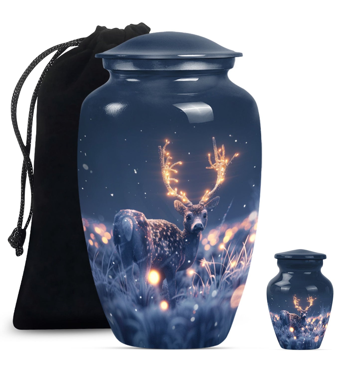 deer urn, aluminium burial cremation urn for ashes.