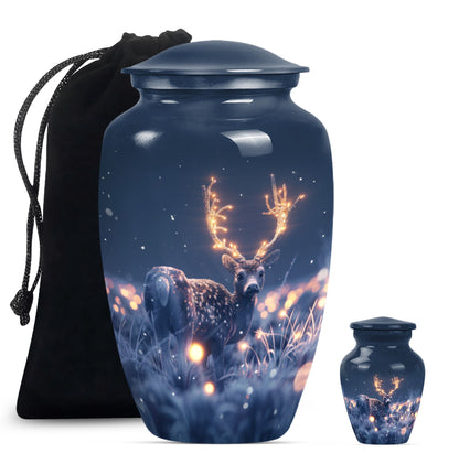 deer urn, aluminium burial cremation urn for ashes.