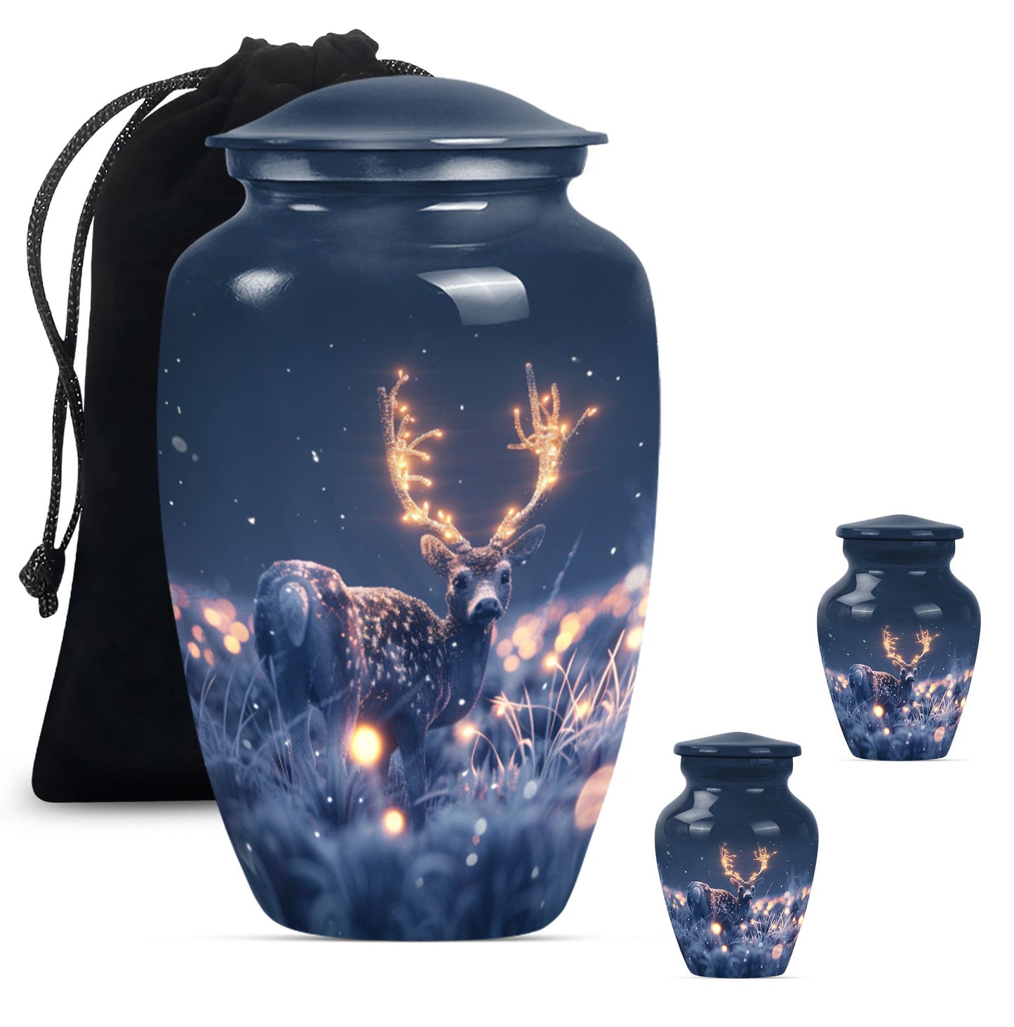 deer urn, aluminium burial cremation urn for ashes.