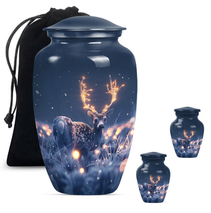 deer urn, aluminium burial cremation urn for ashes.