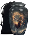  deer urn for memorial funeral, featuring wolf howling theme