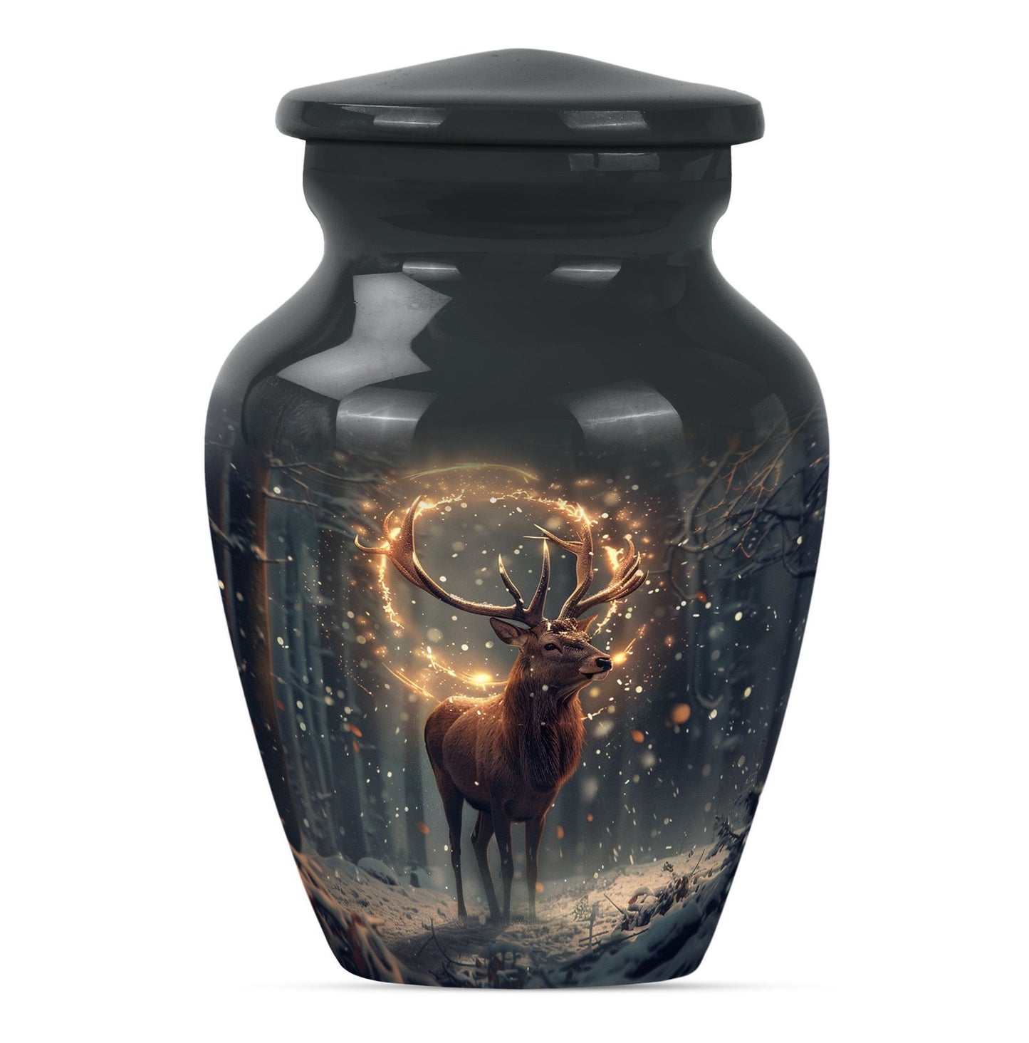  deer urn for memorial funeral, featuring wolf howling theme