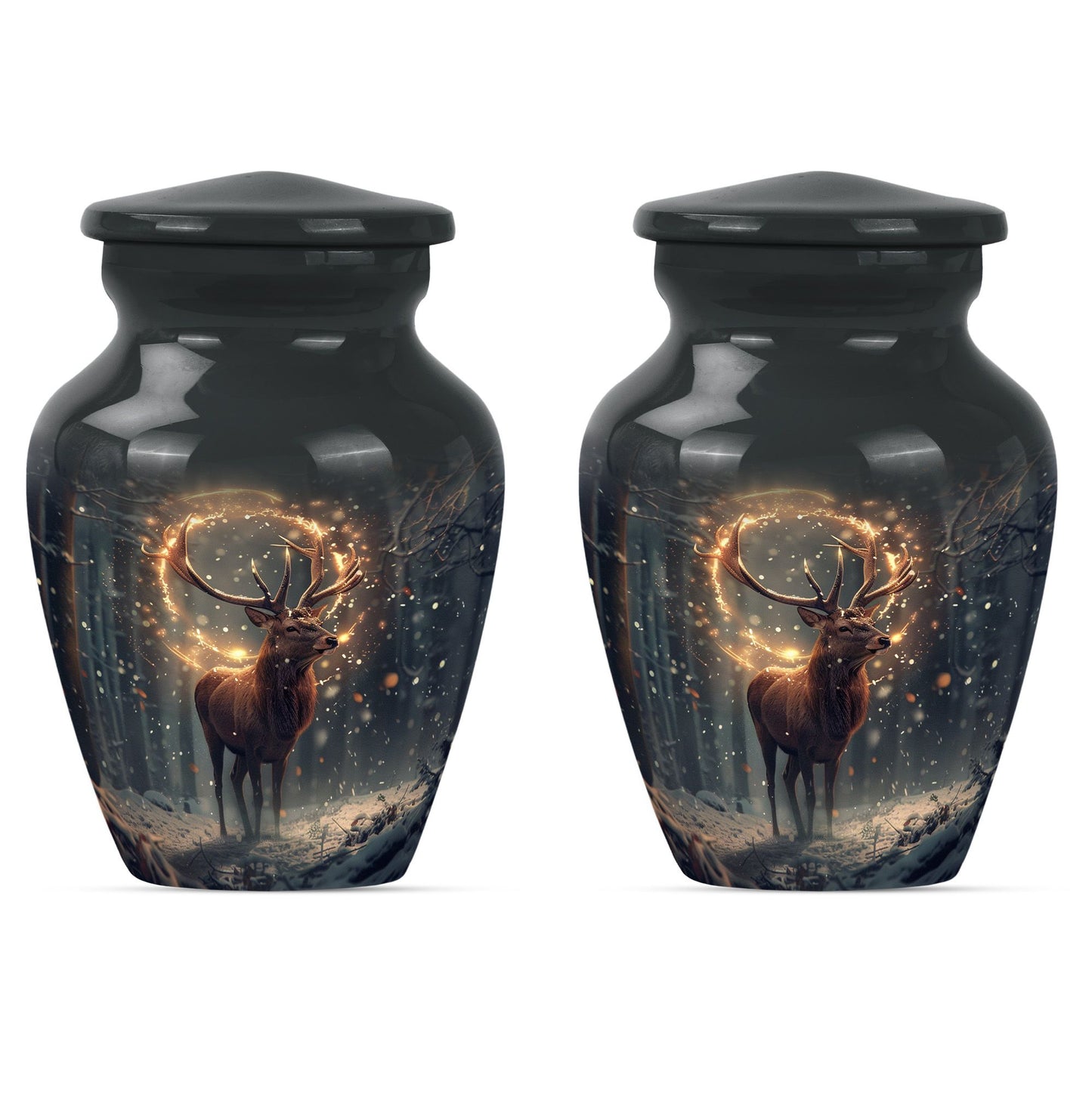  deer urn for memorial funeral, featuring wolf howling theme
