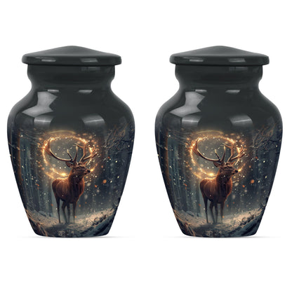  deer urn for memorial funeral, featuring wolf howling theme